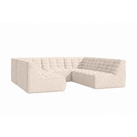 ROHOVÁ SEDAČKA modulární Corner ve tvaru U, plyšová tkanina Pop, Krémová, LAZY U CORNER - krémová, dřevo (266/76/253cm) - Kaiser Möbel