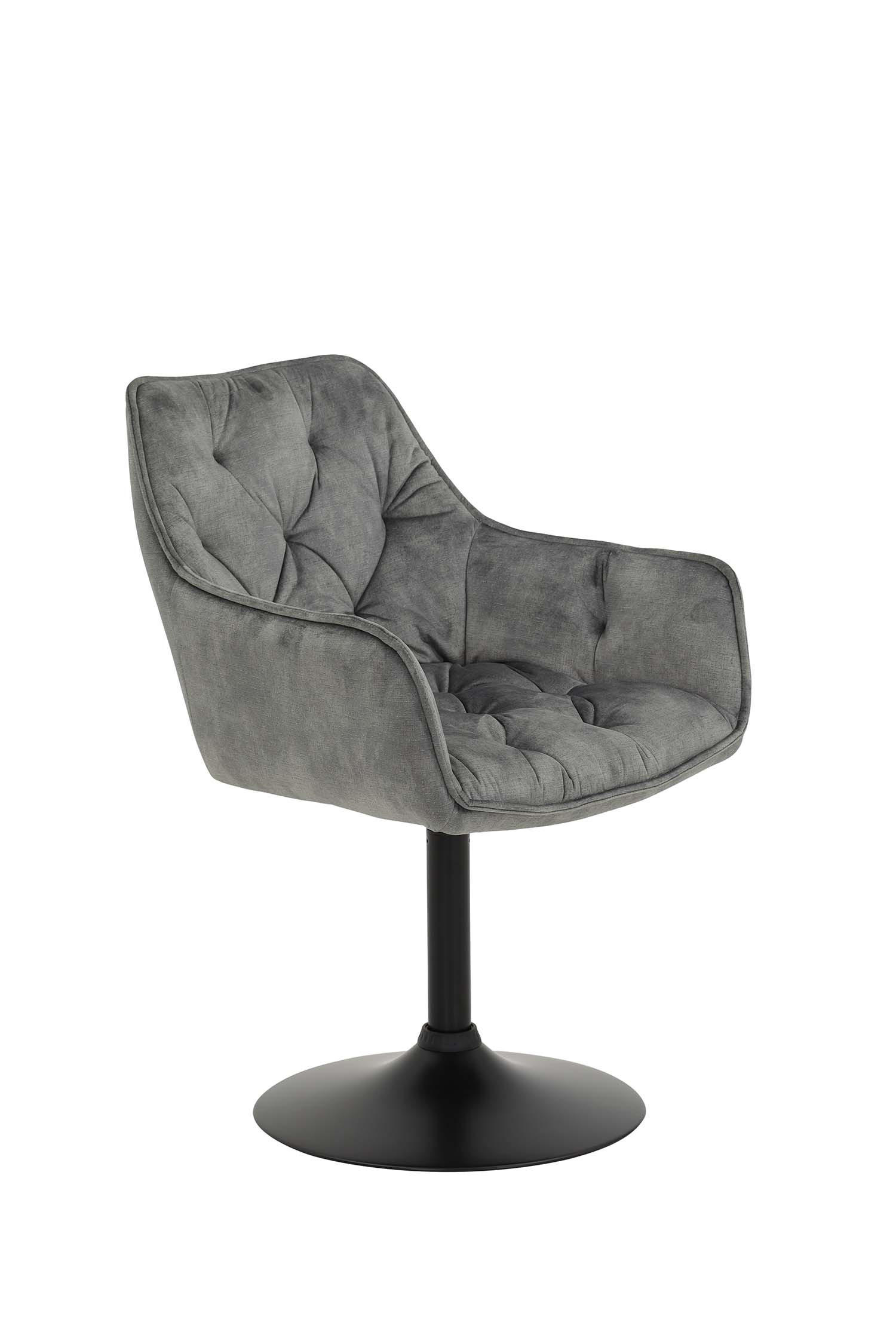 ARMLEHNSTUHL Birte - Samtvelour Vintage Grau - Schwarz/Grau, Textil/Metall (49/83/62cm) - Hela Vertriebs GmbH