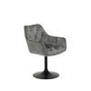 ARMLEHNSTUHL Birte - Samtvelour Vintage Grau - Schwarz/Grau, Textil/Metall (49/83/62cm) - Hela Vertriebs GmbH