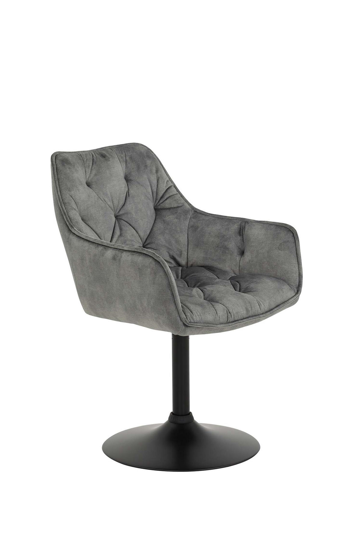 ARMLEHNSTUHL Birte - Samtvelour Vintage Grau - Schwarz/Grau, Textil/Metall (49/83/62cm) - Hela Vertriebs GmbH