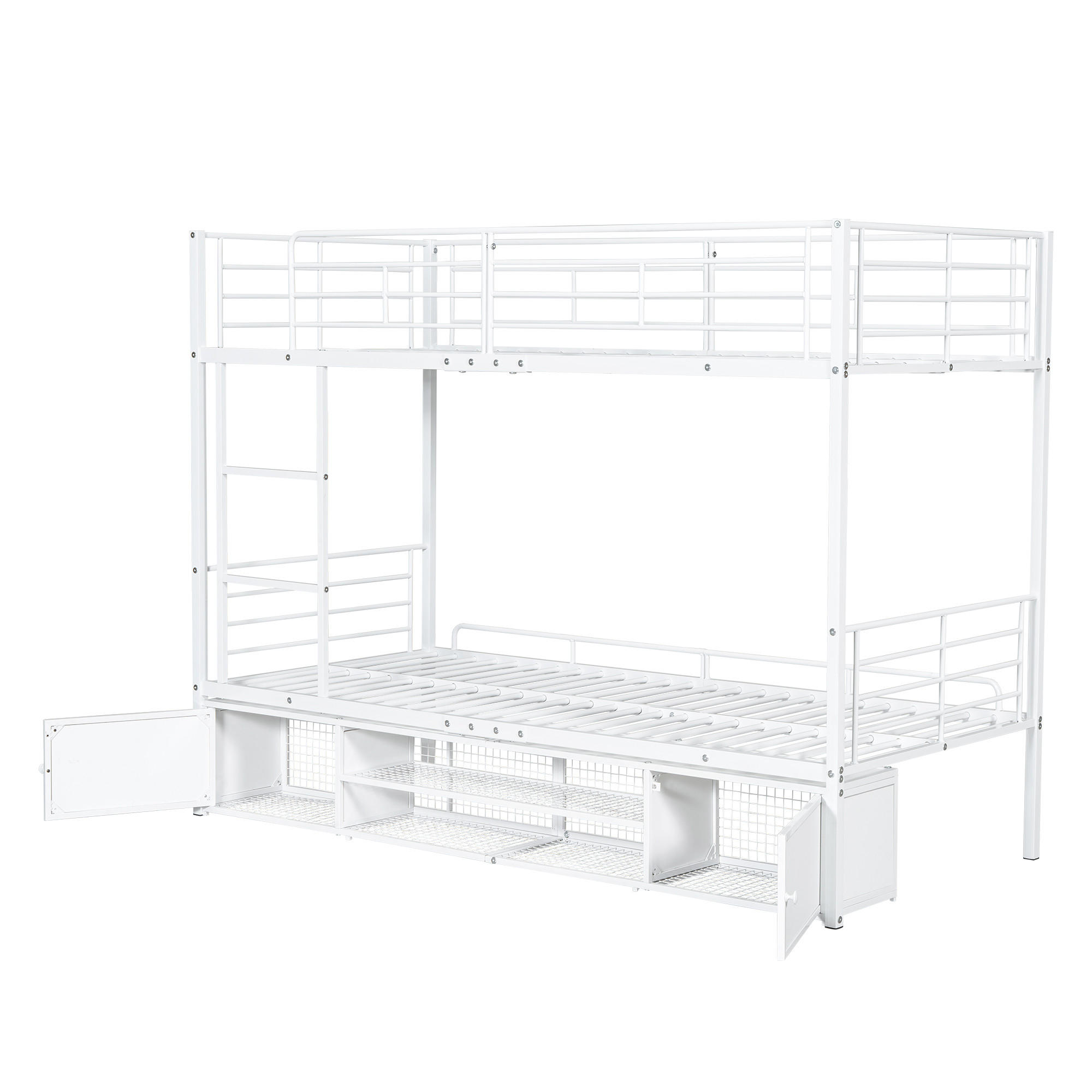 ETAGENBETT 90x200cm mit kleiner lagerschrank in Weiß - Weiß, Metall (90/200cm) - KOMHTOM