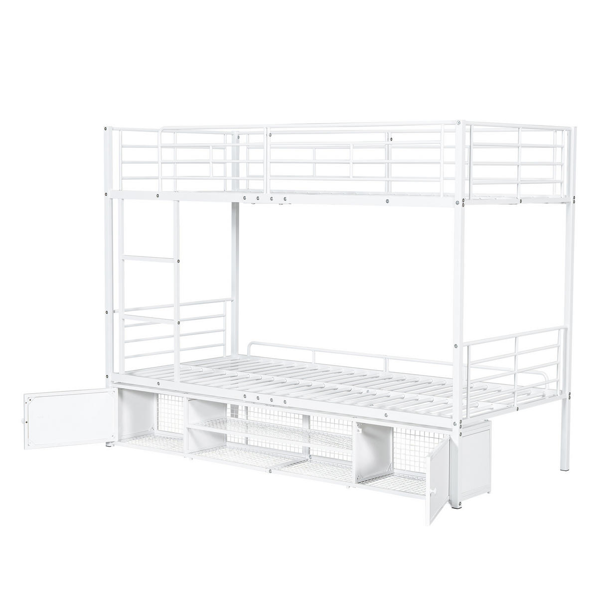 ETAGENBETT 90x200cm mit kleiner lagerschrank in Weiß - Weiß, Metall (90/200cm) - KOMHTOM