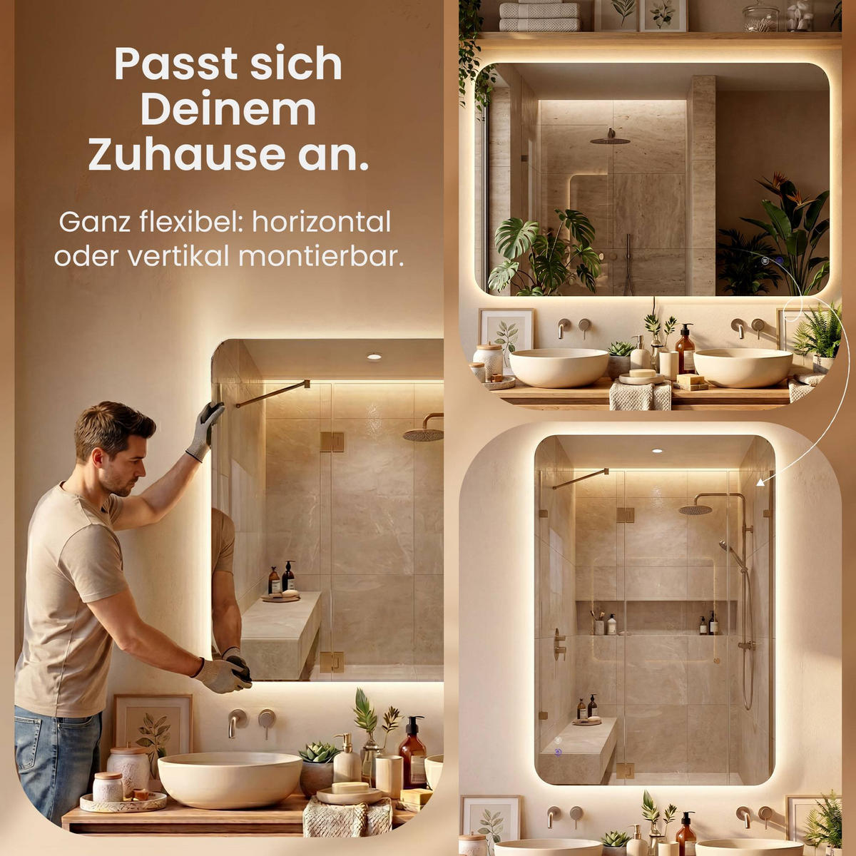 BADEZIMMERSPIEGEL eckig 100/3/60 cm Glas Klarglas - Klar, Glas (100/60/3cm) - CLP