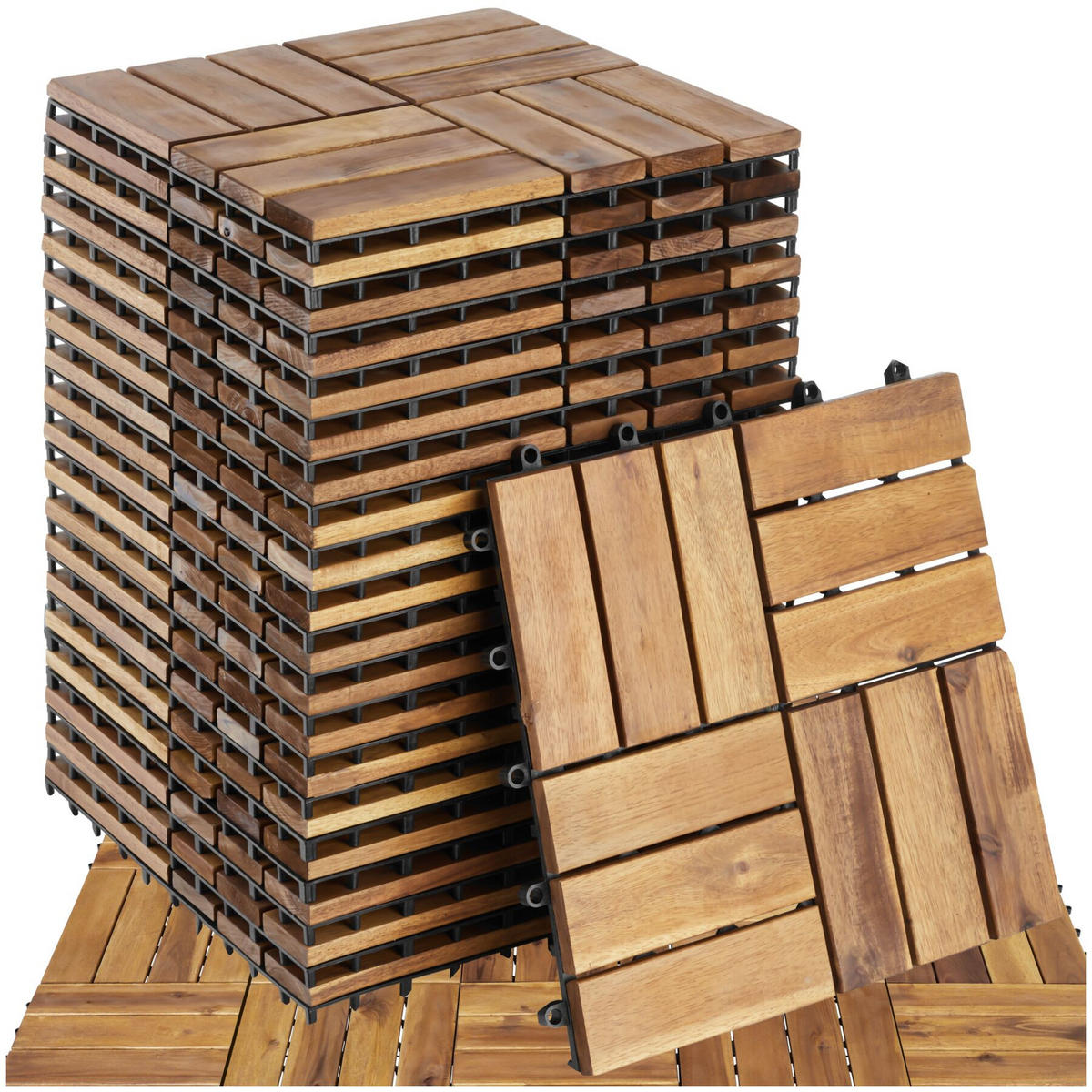 TERRASSENFLIESEN Tabula 20er Set, 31 x 31 x 2,2 cm, braun - Braun, Holz (31/31/2.2cm) - tectake