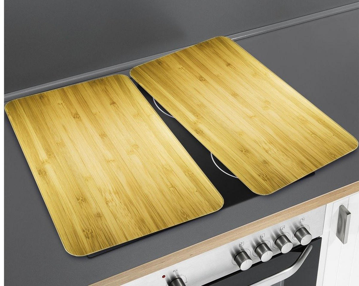 GLASSCHUTZPLATTEN für Herd - 2 Stück Holzholz Look 52/30/0,5 cm - Braun, Glas (30/0.5/52cm) - Wenko
