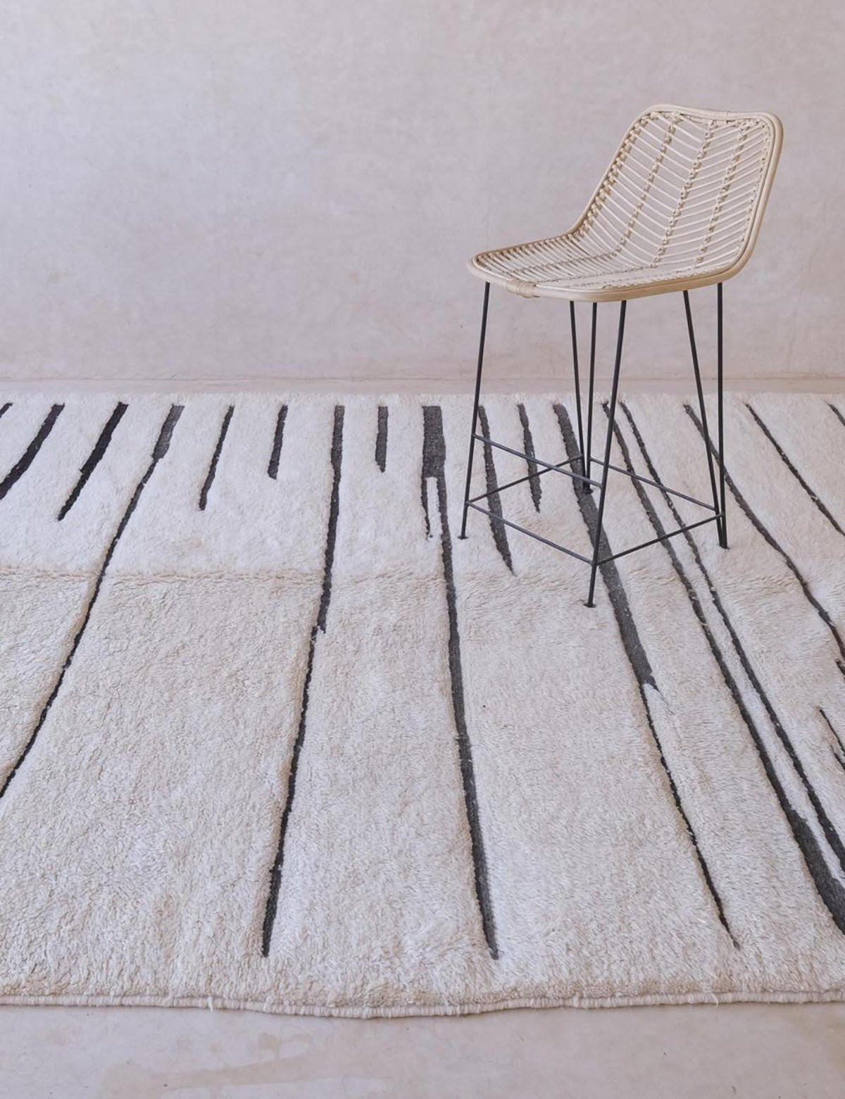 BERBERTEPPICH modern mit grafischen Linien aus Wolle 300x 400 cm - Weiß, Naturmaterialien (300/400cm) - AFK Living