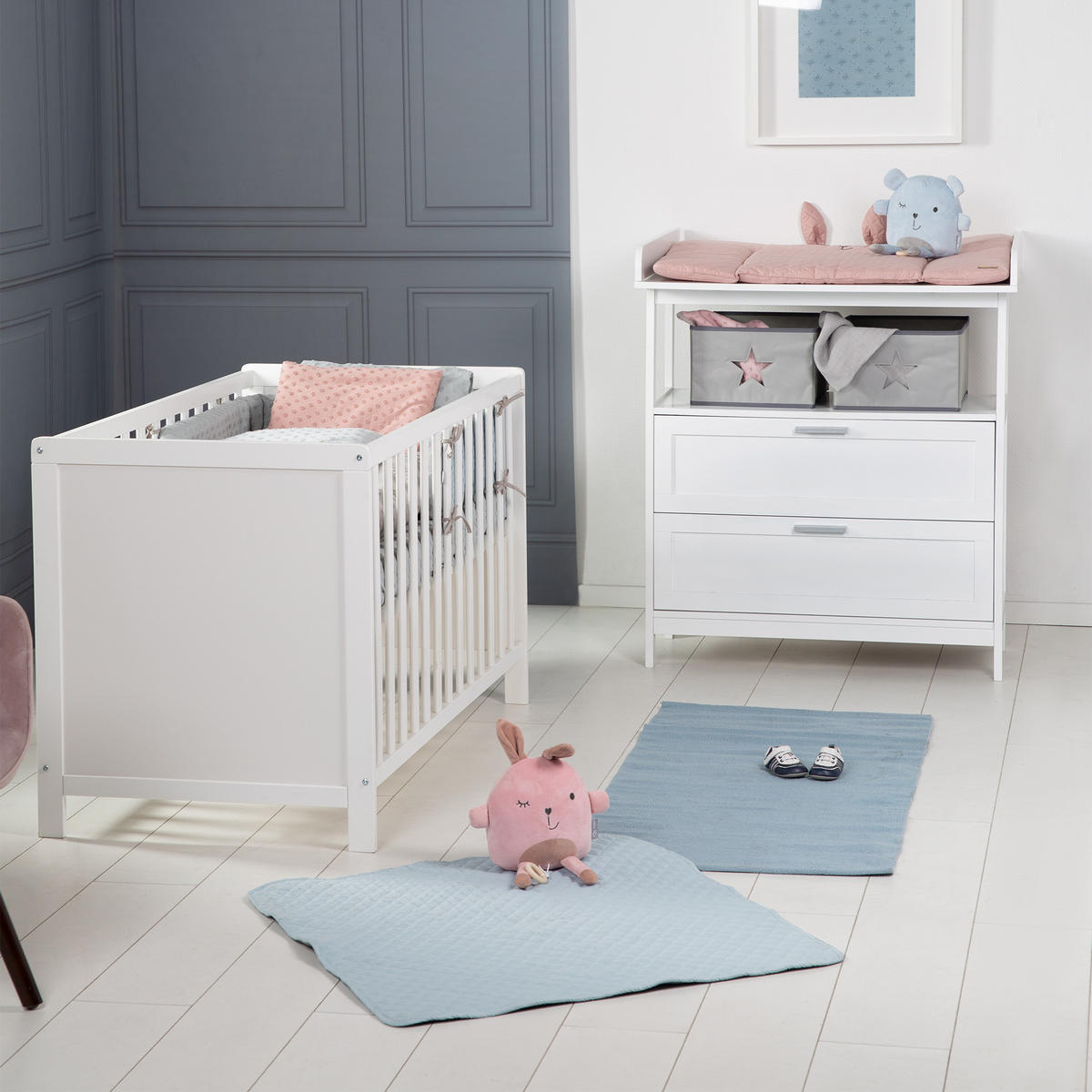 BABYZIMMER-SET Hamburg mit Schubladen, 2-teilig - Weiß, Holzwerkstoff (66/76/123cm) - Roba