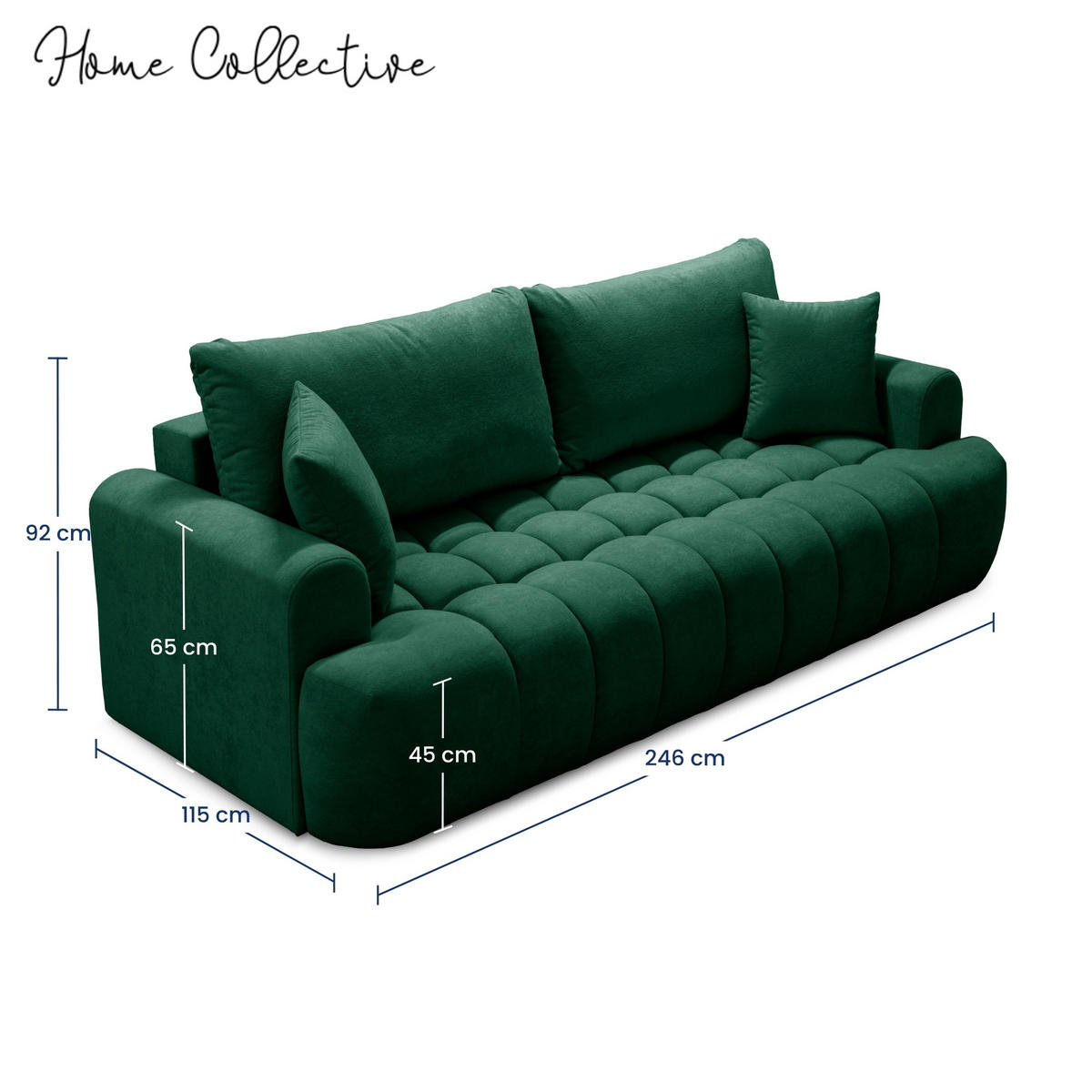 SOFA in Grün - Grün, Textil (246/92/115cm) - Home Collective