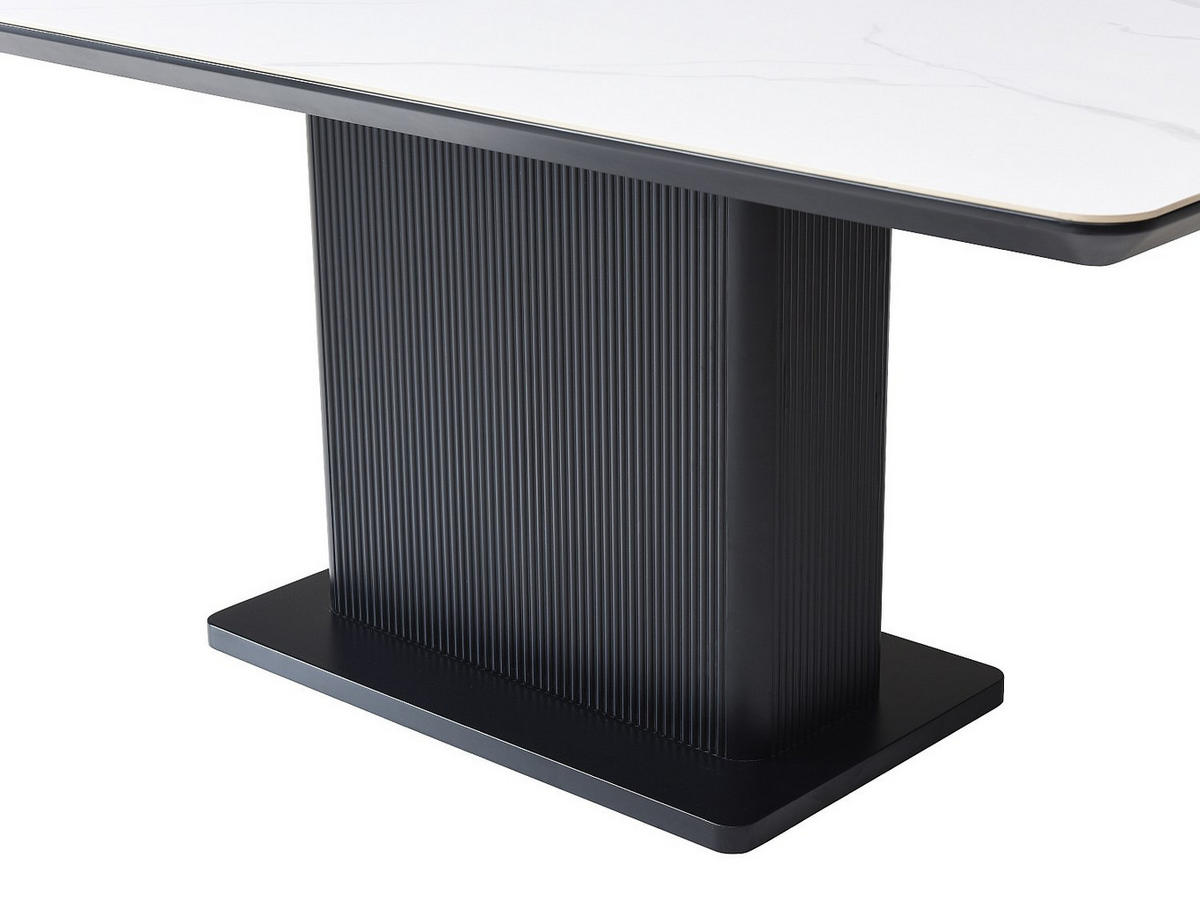 ESSTISCH - 6 Personen - Keramik & MDF - Marmor-Optik Weiß & Schwarz - LAOMINIA - Schwarz, Keramik (180/90/76cm) - Vente-Unique