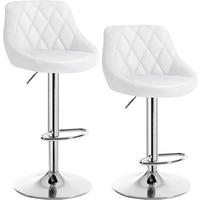 BARHOCKER 2er Set, Kunstleder,Höhenverstellbar, 360° Drehbar - Weiß, Metall (47/104/39cm) - Woltu