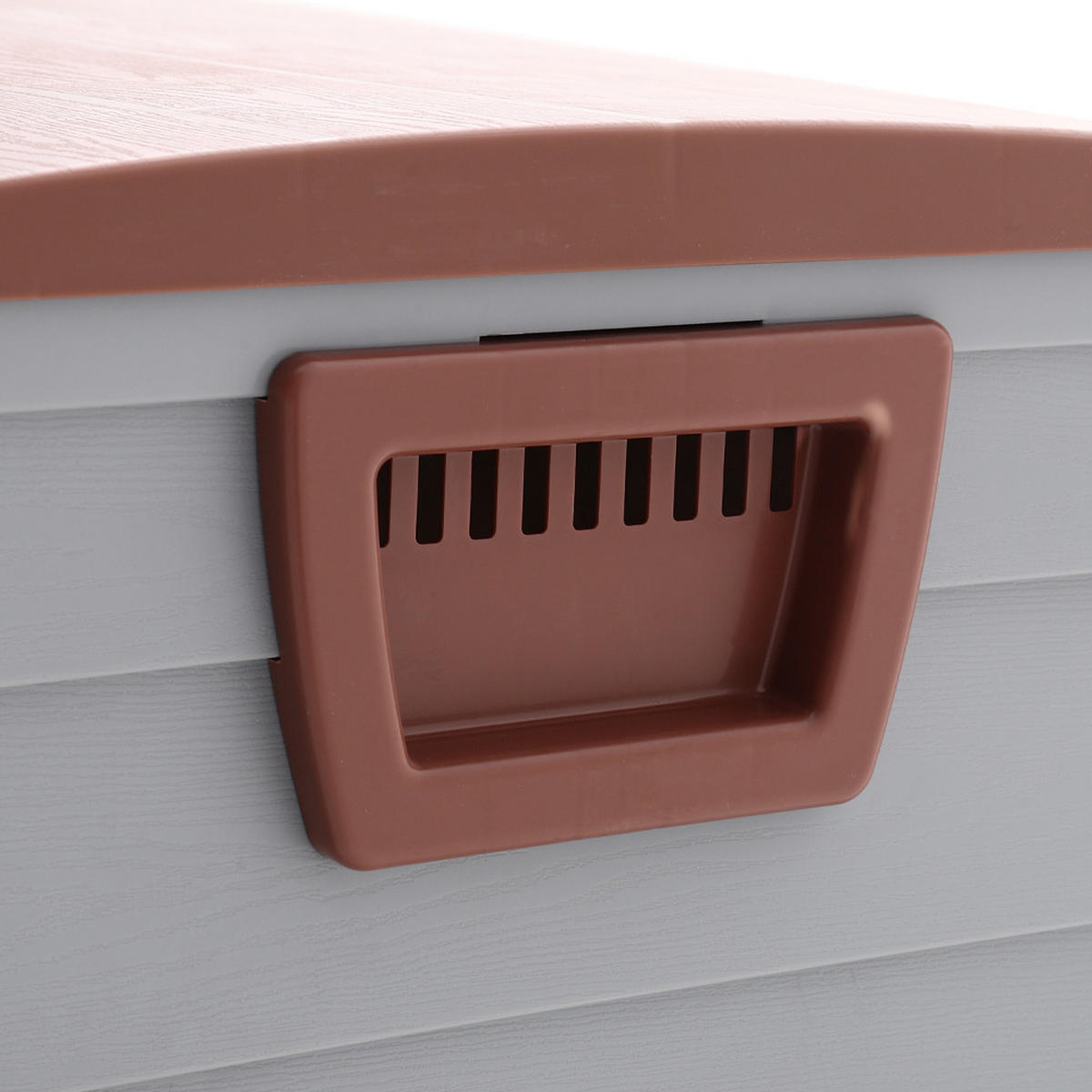 GARTENBOX Auflagenbox Kissenbox 290L aus Kunststoff in Grau&Braun außen Abschließbar Wasserdicht Wetterfest für Garten, Terrasse oder Balkon - Braun/Grau, Kunststoff (112/54/49cm) - Livingandhome