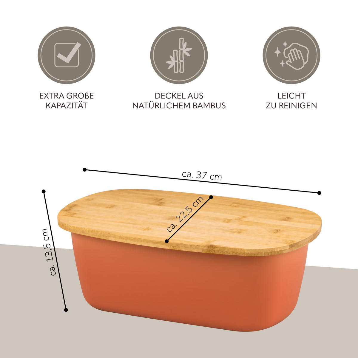 BROTKASTEN, braun - Rotbraun, Kunststoff (22.5/13.5/37cm) - bremermann