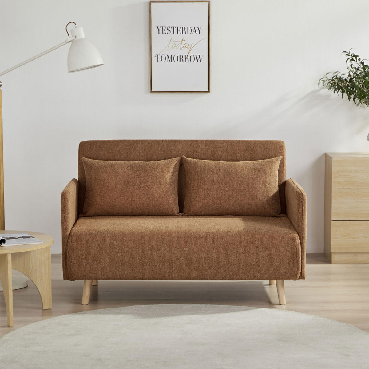 SCHLAFSOFA Rost - Rostfarben, Textil (132/80/88cm) - Drawer