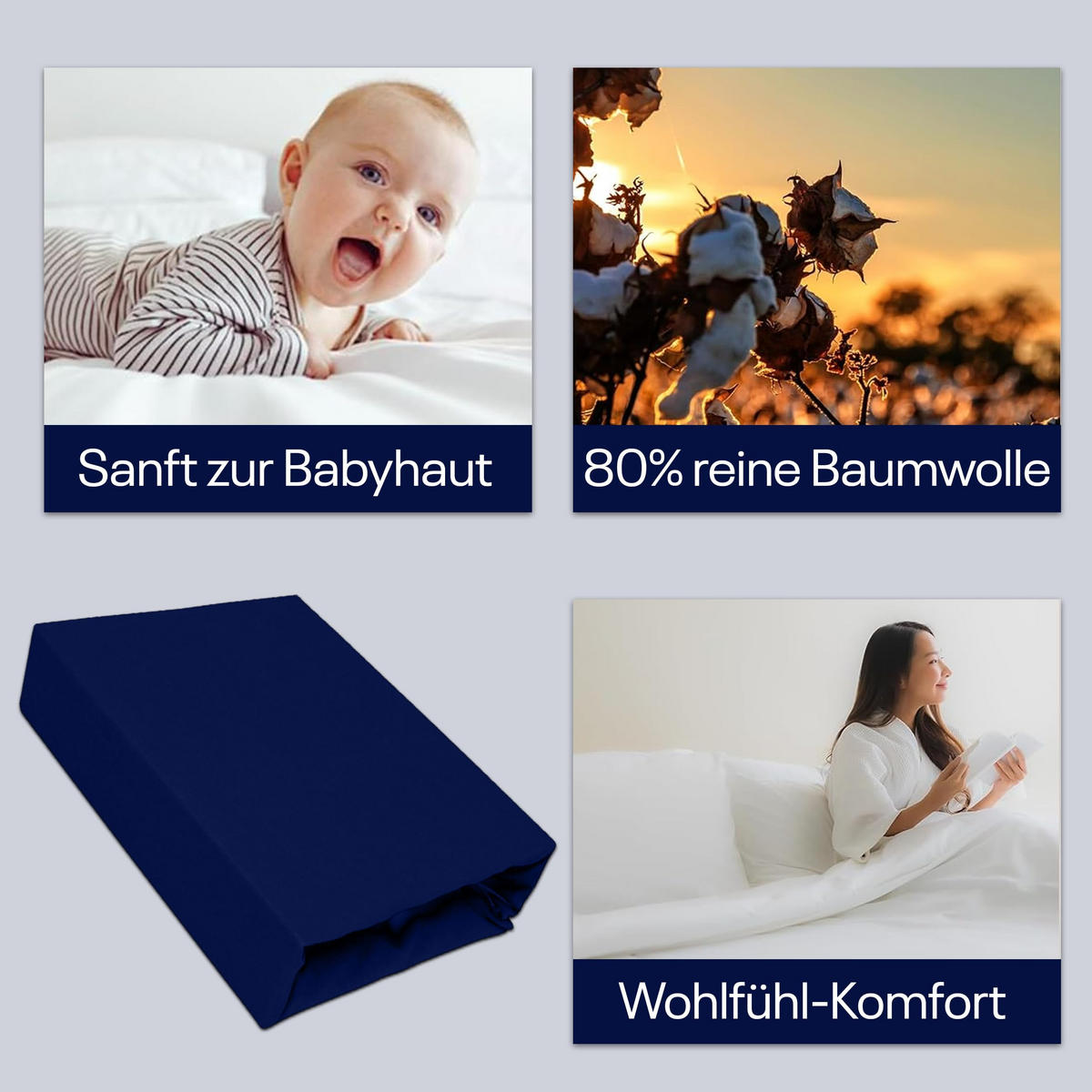 SPANNBETTLAKEN 160/200 cm, Jersey Elastisch 100 % Baumwolle Marineblau - Blau, Textil (160/200cm) - Best For Home