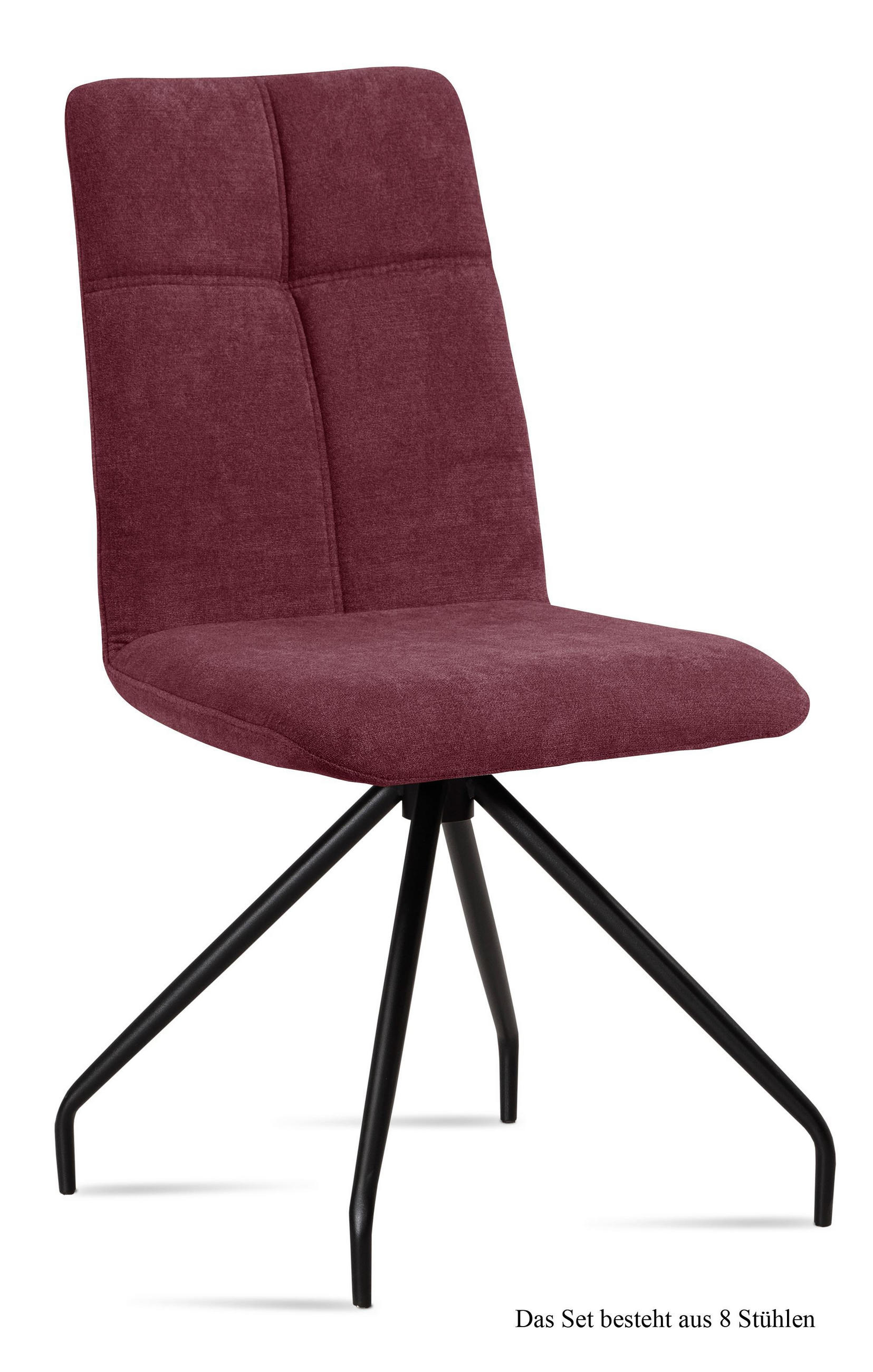 ESSZIMMERSTUHL (8er-Set) Detava 47x92x60 Schwarz/Marsala - Brombeere/Schwarz, Kunststoff (60/92/47cm) - 58aufmkessel