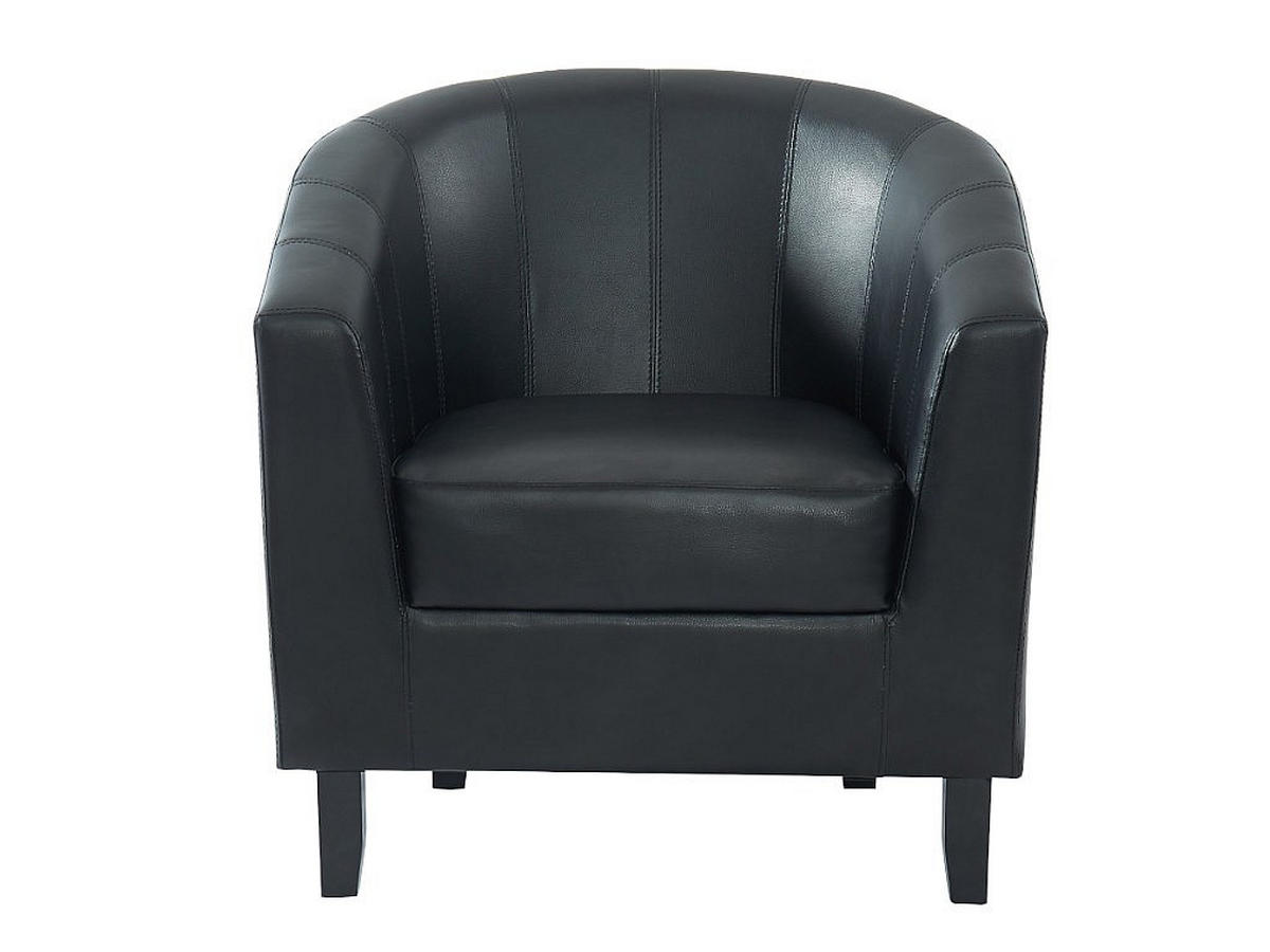 LOUNGE-SESSEL - Kunstleder - Schwarz - CRISTOBAL II - Schwarz, Leder (78/76/71cm) - Vente-Unique