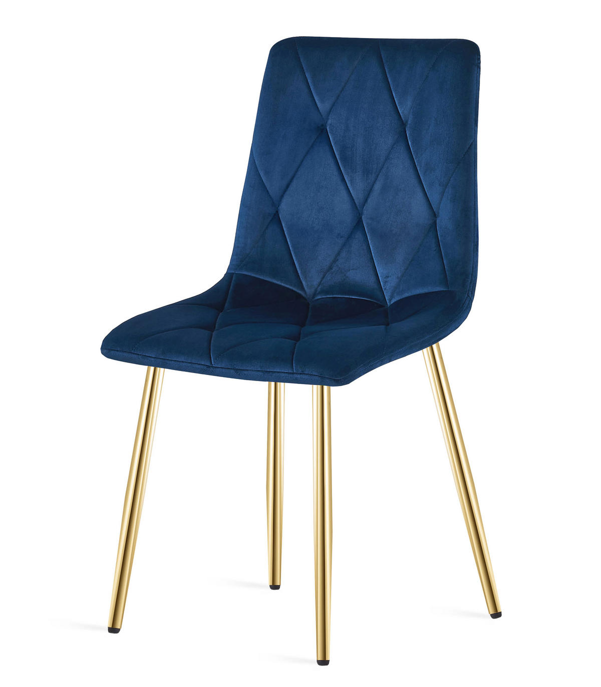 ESSZIMMERSTUHL 3-er Set TYRA marineblauer Sitz, goldene Beine - Goldfarben/Dunkelblau, Textil (44.5/87/54.5cm) - Valora