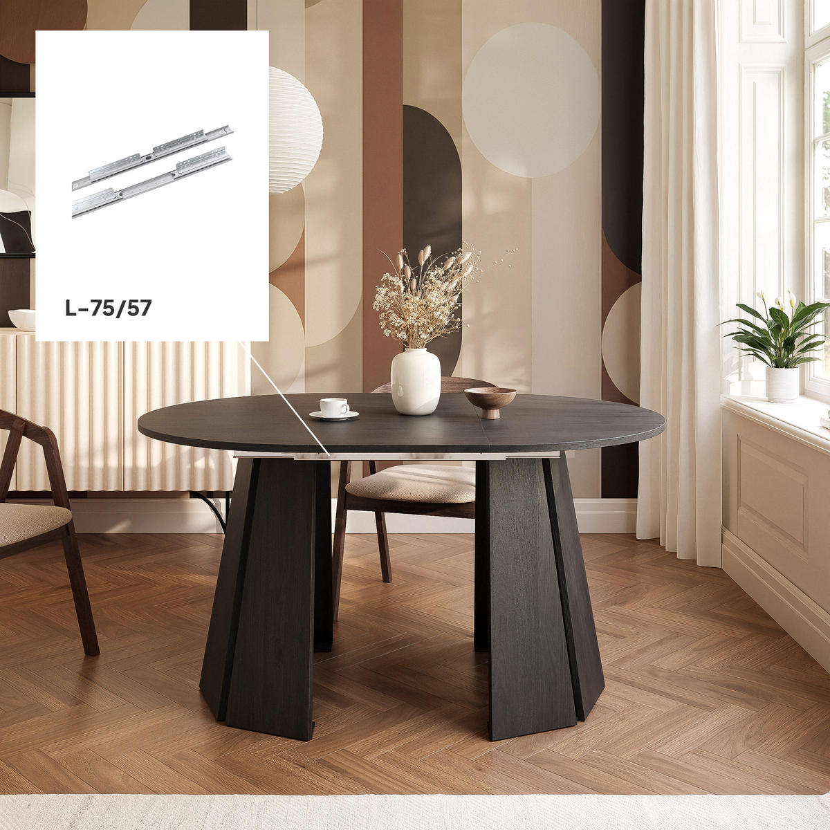 TISCH AUSZIEHBAR VERDA 100–140 cm, Farbe Schwarz - Schwarz, Holzwerkstoff (100/140/76cm) - Idohome