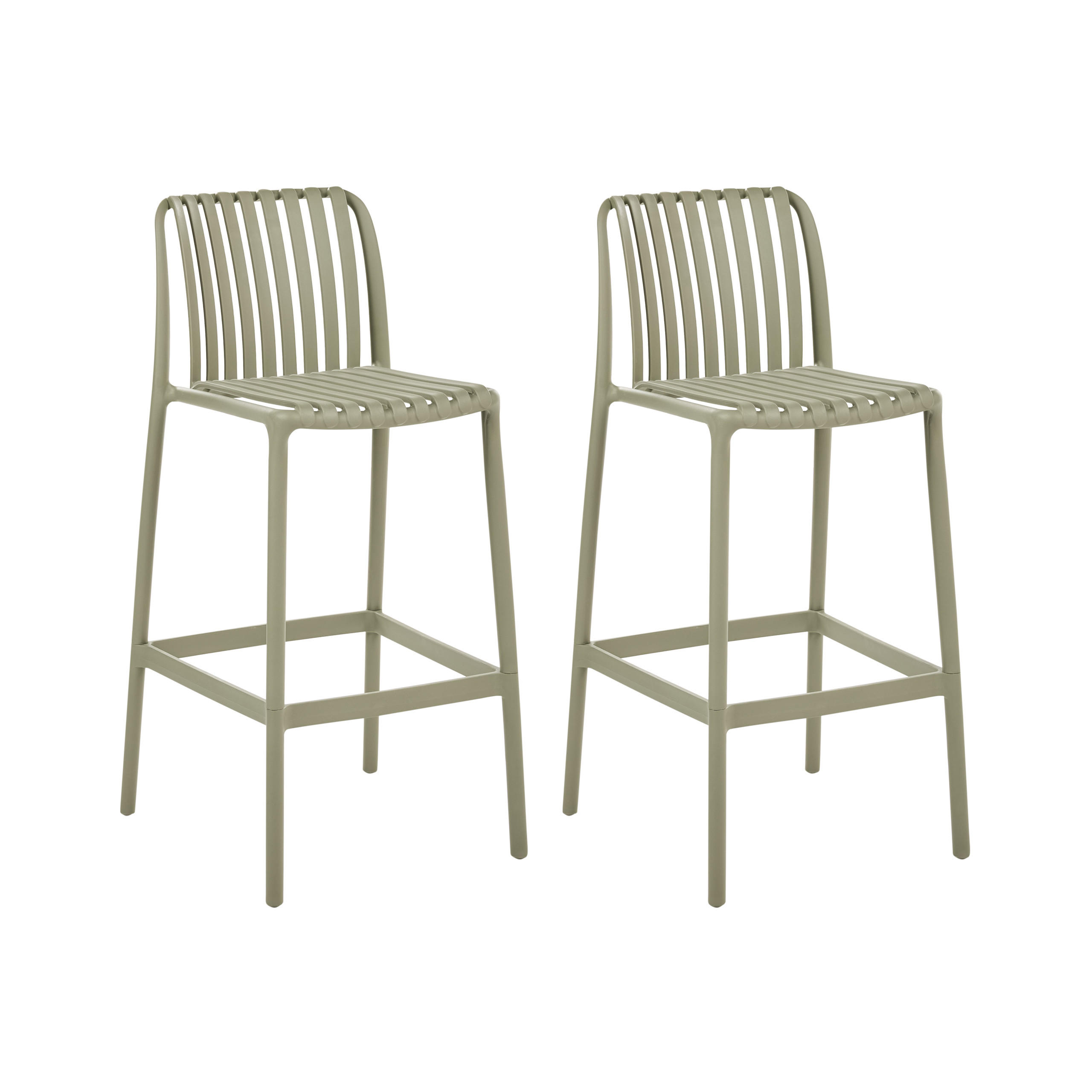 BARSTUHL 2er-Set Kunststoff Grün Ariccia - Grün, Kunststoff (49/104/53cm) - Beliani