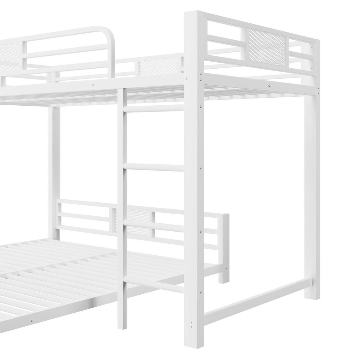 ETAGENBETT 90/200 cm & 140/200 cm in Weiß L-Form mit Schutzgittern - Weiß, Metall (90/200cm) - CHICFURN