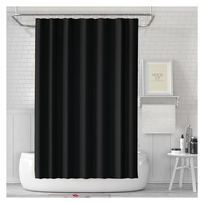 DUSCHVORHANG Schwarz schimmelresistent wasserdicht waschbar mit Ringen - Schwarz, Kunststoff (180/180cm) - MCBOSON