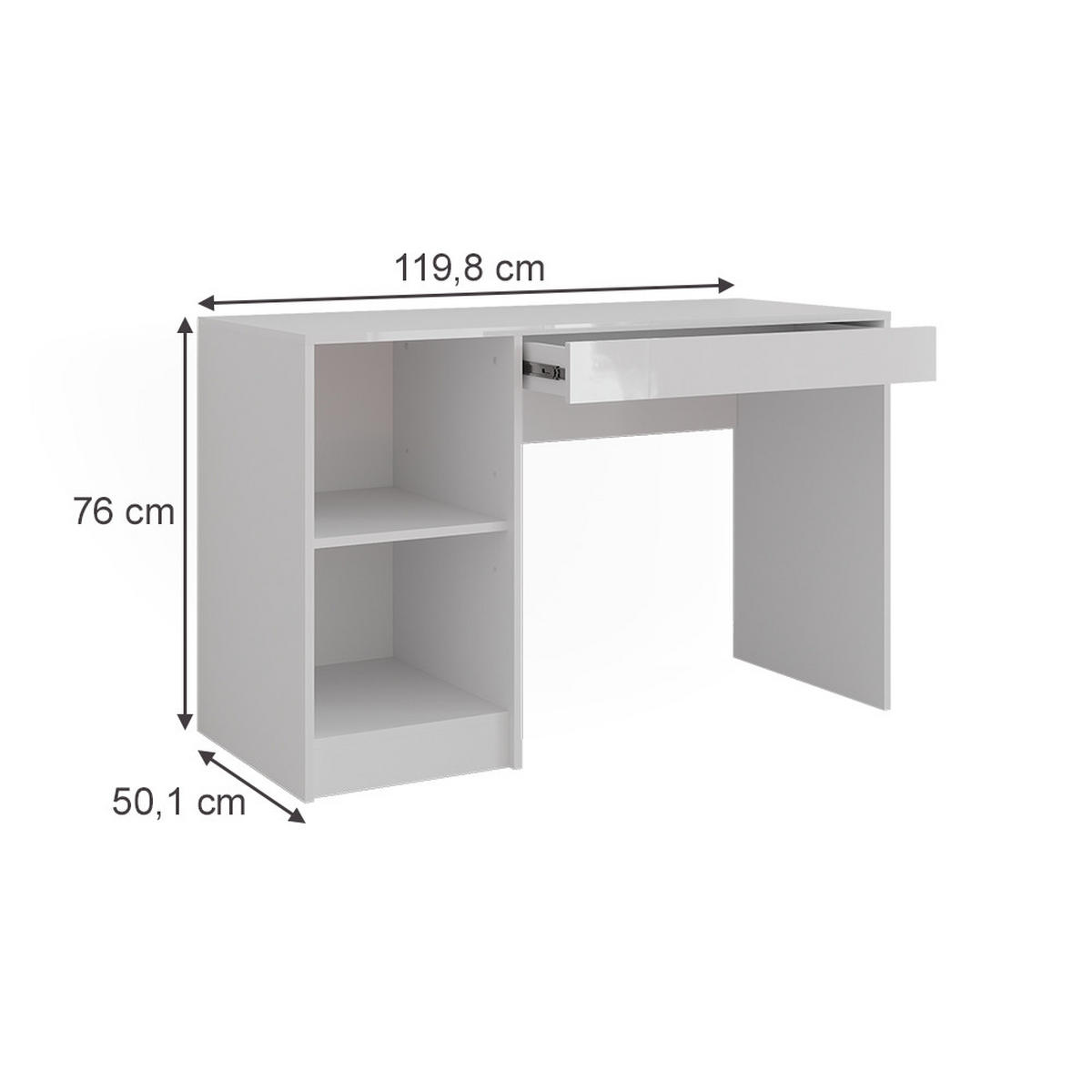 TOALETNÍ STOLEK Sherry Bílá/bílý vysoký lesk - vysoce lesklá bílá, kompozitní dřevo (119.8/76/50.1cm) - Vicco