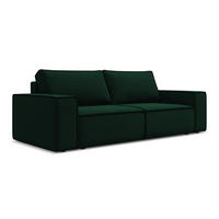 3-SITZER SOFA mit Schlaffunktion Samt Stoff Grün - Dunkelgrün/Schwarz, Kunststoff/Textil (255/85/105cm) - LaMiaSofa