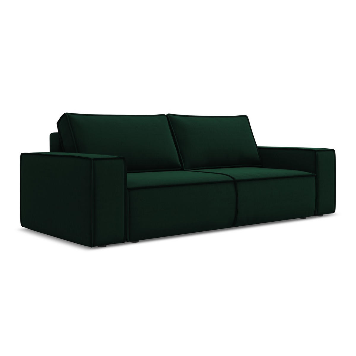 3-SITZER SOFA mit Schlaffunktion Samt Stoff Grün - Dunkelgrün/Schwarz, Kunststoff/Textil (255/85/105cm) - LaMiaSofa