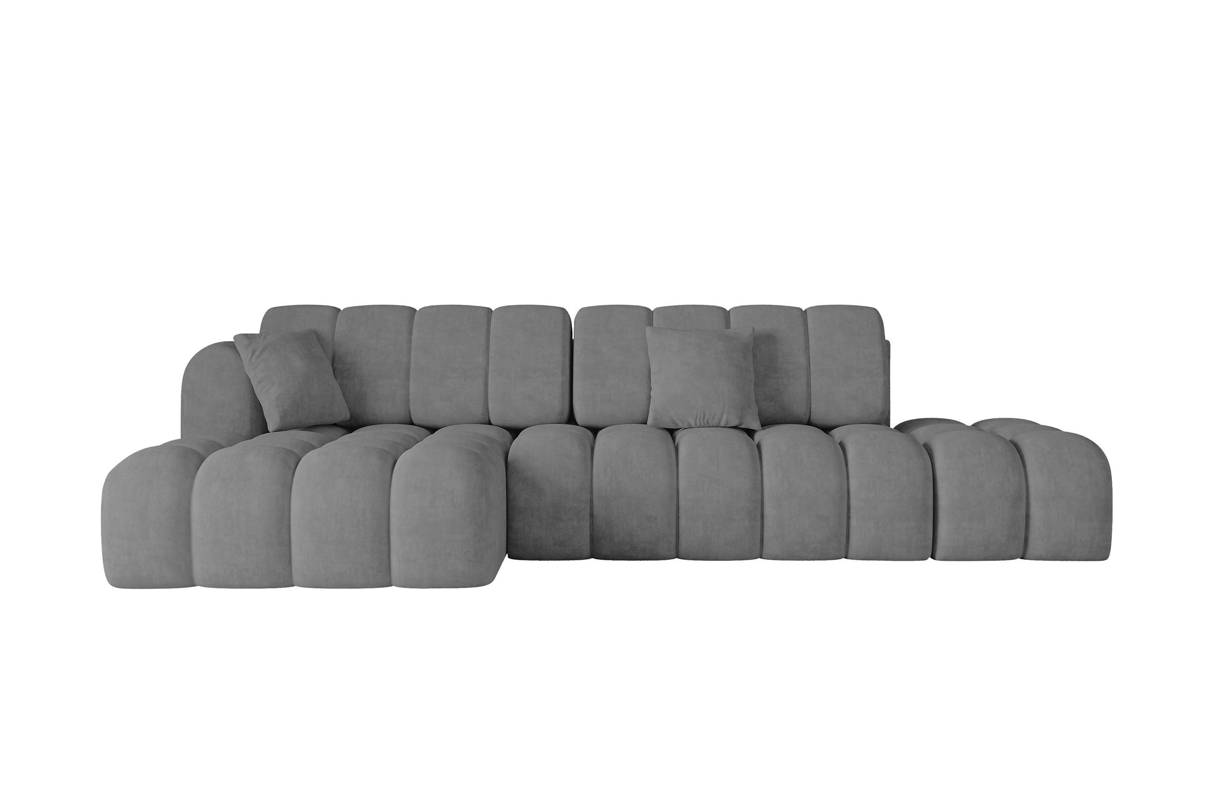 ECKSOFA mit Schlaffunktion Ottomane Links OLEA-L2 321x164x75 Grau Velours - Anthrazit/Schwarz, Holzwerkstoff/Kunststoff (321/164cm) - ALTDECOR
