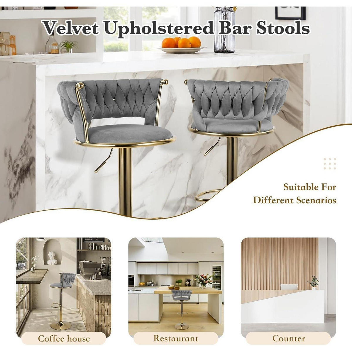 BARHOCKER 4er Set Höhenverstellbar mit Rückenlehne Gold/Dunkelgrau - Multicolor, Textil (46/100/46cm)
