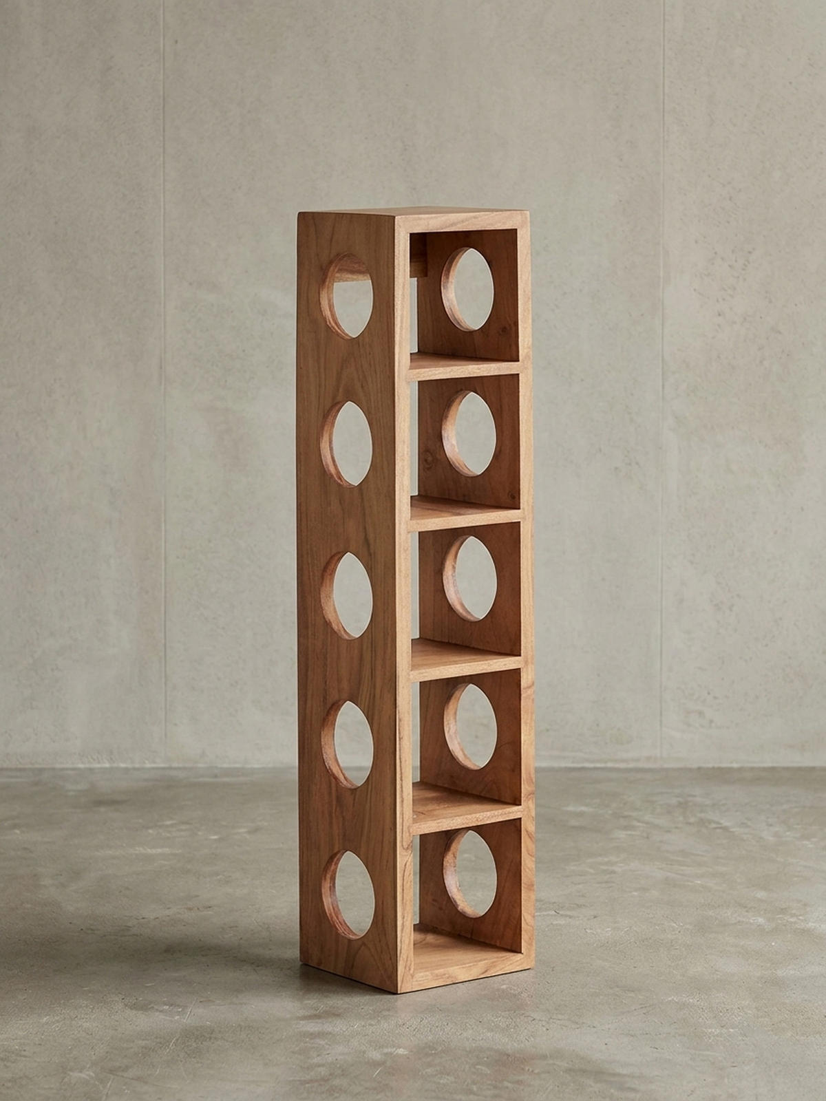 WEINREGAL Massivholz mit 5 Fächern Wandmontage Edelholz-Optik, Beige 70 cm - Beige, Holz (15/70/15cm) - KADIMA DESIGN