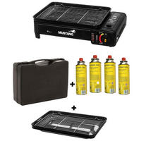 GASKOCHER Campingkocher Schwarz, 1 flammig, 2,5 kW, 4 Kartuschen, Koffer, Outdoor Kocher, Reisekocher, Butankocher, Camping Zubehör, tragbar - Schwarz, Metall (28/11/34.5cm) - JUNG