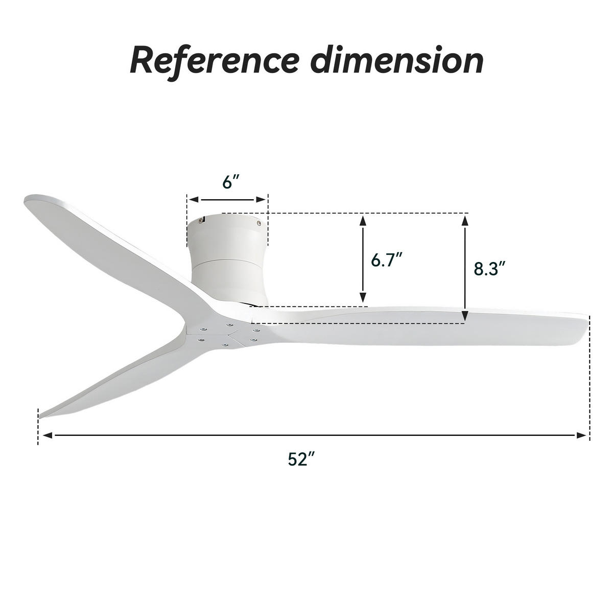 DECKENVENTILATOR 52Zoll Ohne Licht Massivholz Flügel DC Motor - Weiß, Kunststoff (132.08/132.08/28.5cm) - CASIVA