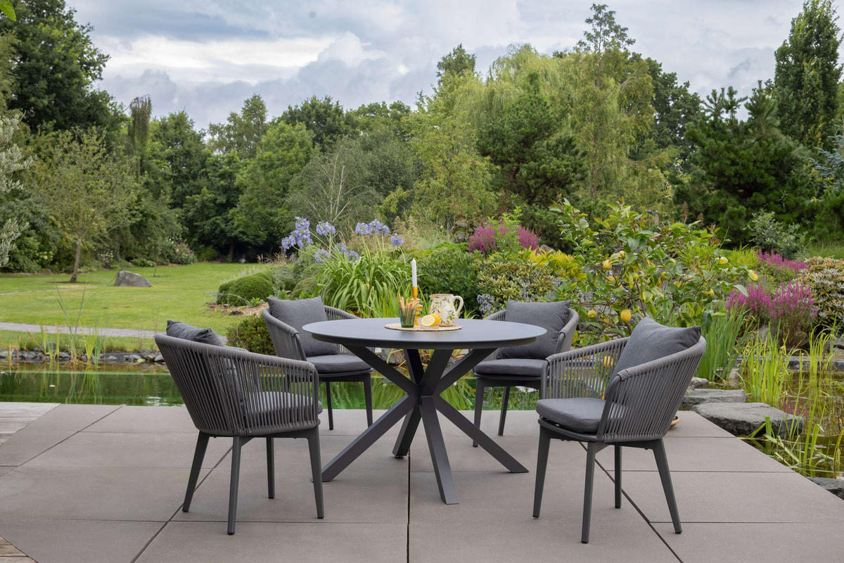 GARTENTISCH Malaga - Grau, Metall (120/120/76cm) - Mr. Deko