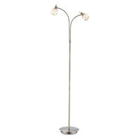 LED STEHLEUCHTE Glas Opal Silber Metall GALVIN - Silberfarben, Glas (44/23/155cm) - Globo Lighting