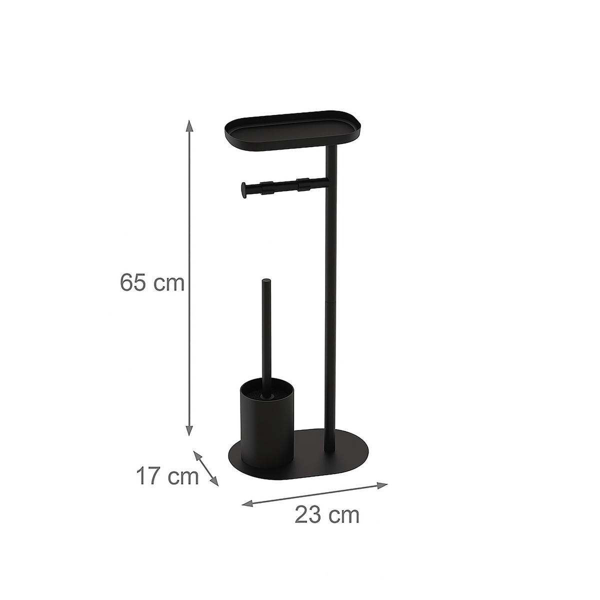 WC-GARNITUR - Schwarz, Kunststoff/Metall (23/65/17cm) - Relaxdays