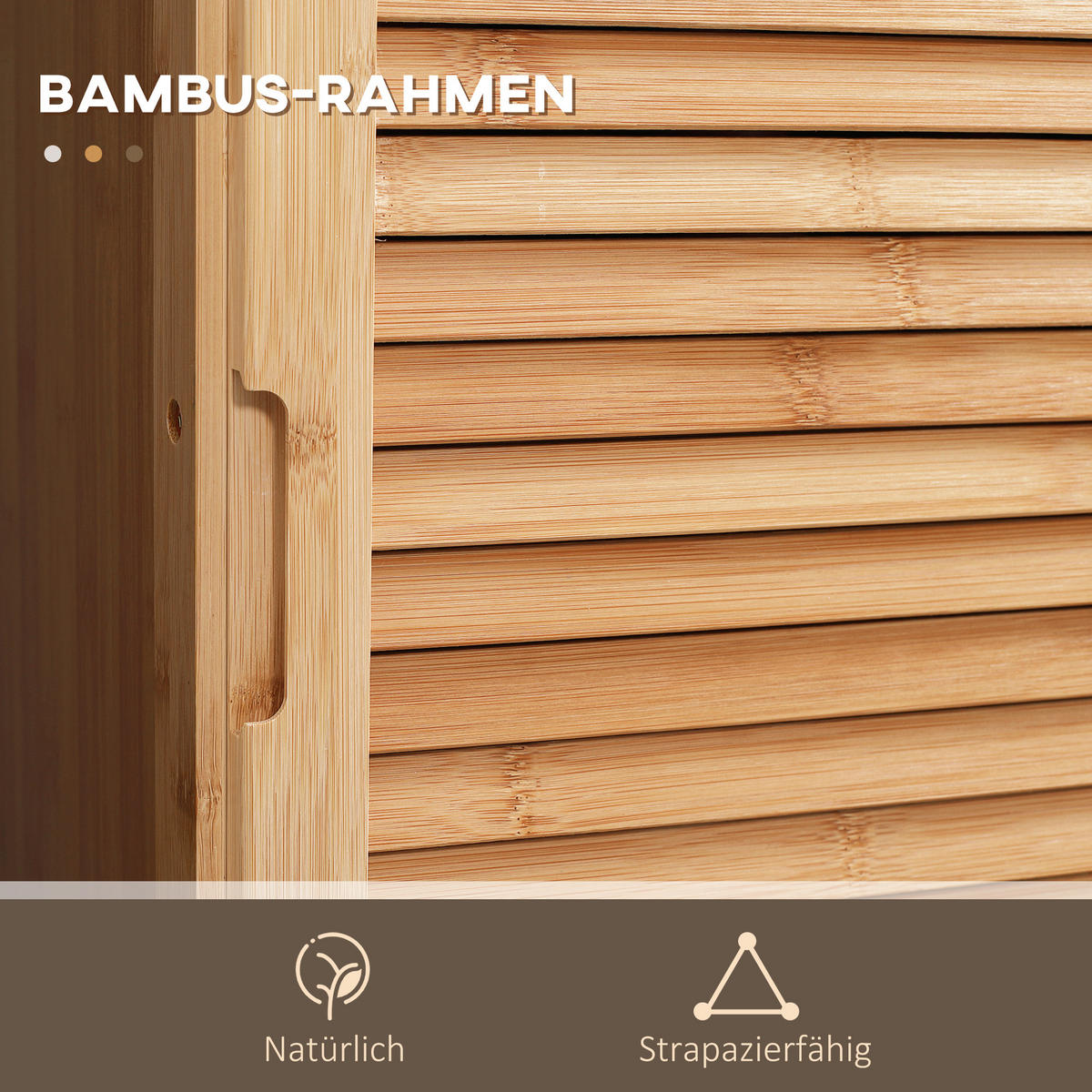 HOCHSCHRANK aus Bambus, 32 x 30 x 163 cm Naturholz - Naturfarben, Naturmaterialen (32/163/30cm) - Kleankin