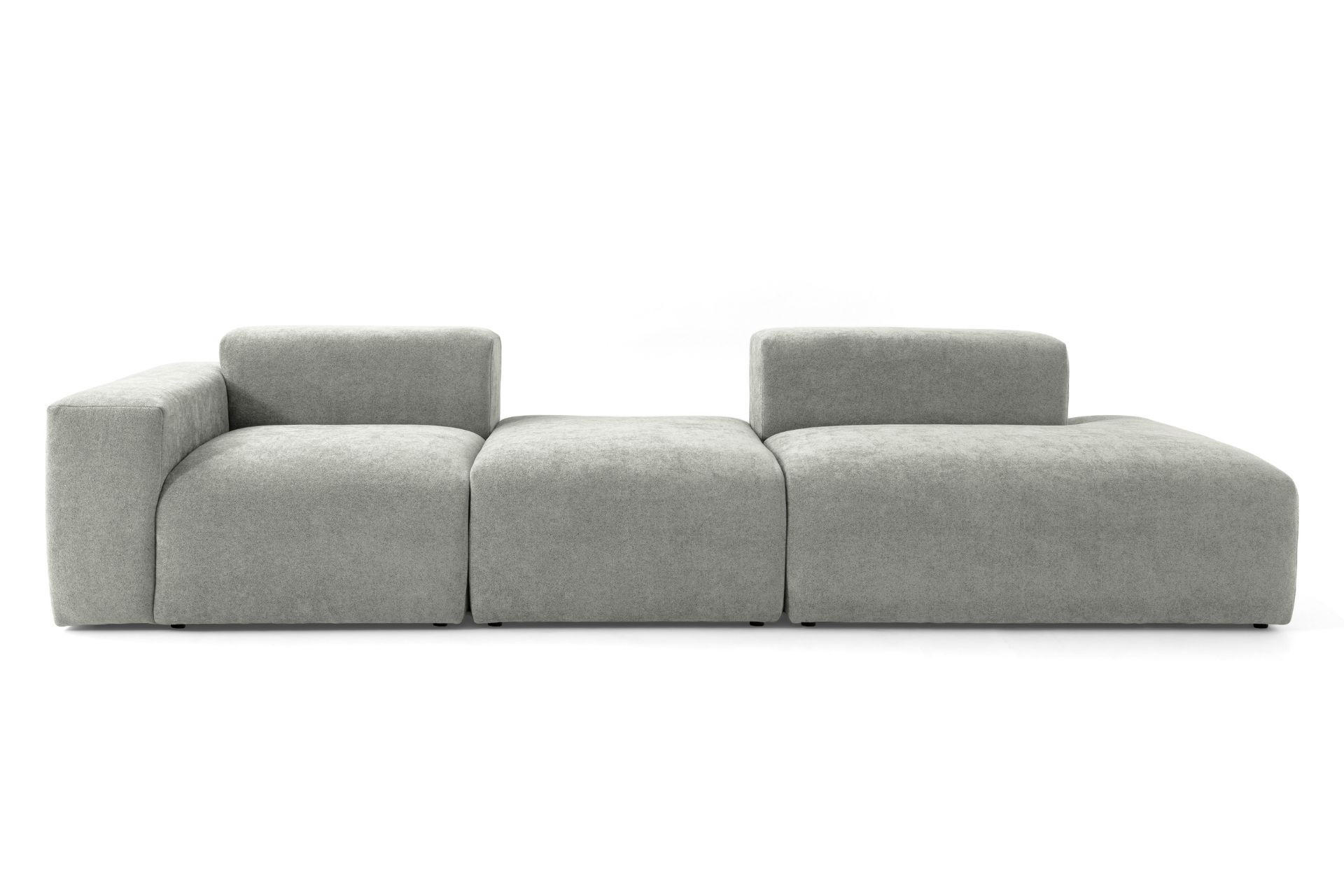 4-SITZER modulares Sofa HEAVEN SET 4 Rechts, Breite 335 cm Webstoff Grau - Schwarz/Grau, Holz/Kunststoff (102/71/335cm) - Muffo