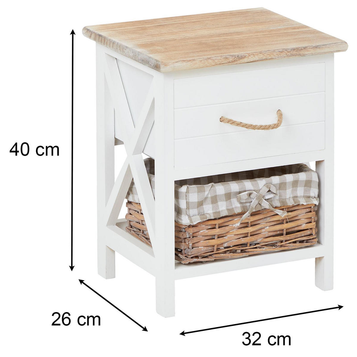 NACHTTISCH PERUGIA - Weiß, Holz (32/40/26cm) - CARO-Möbel