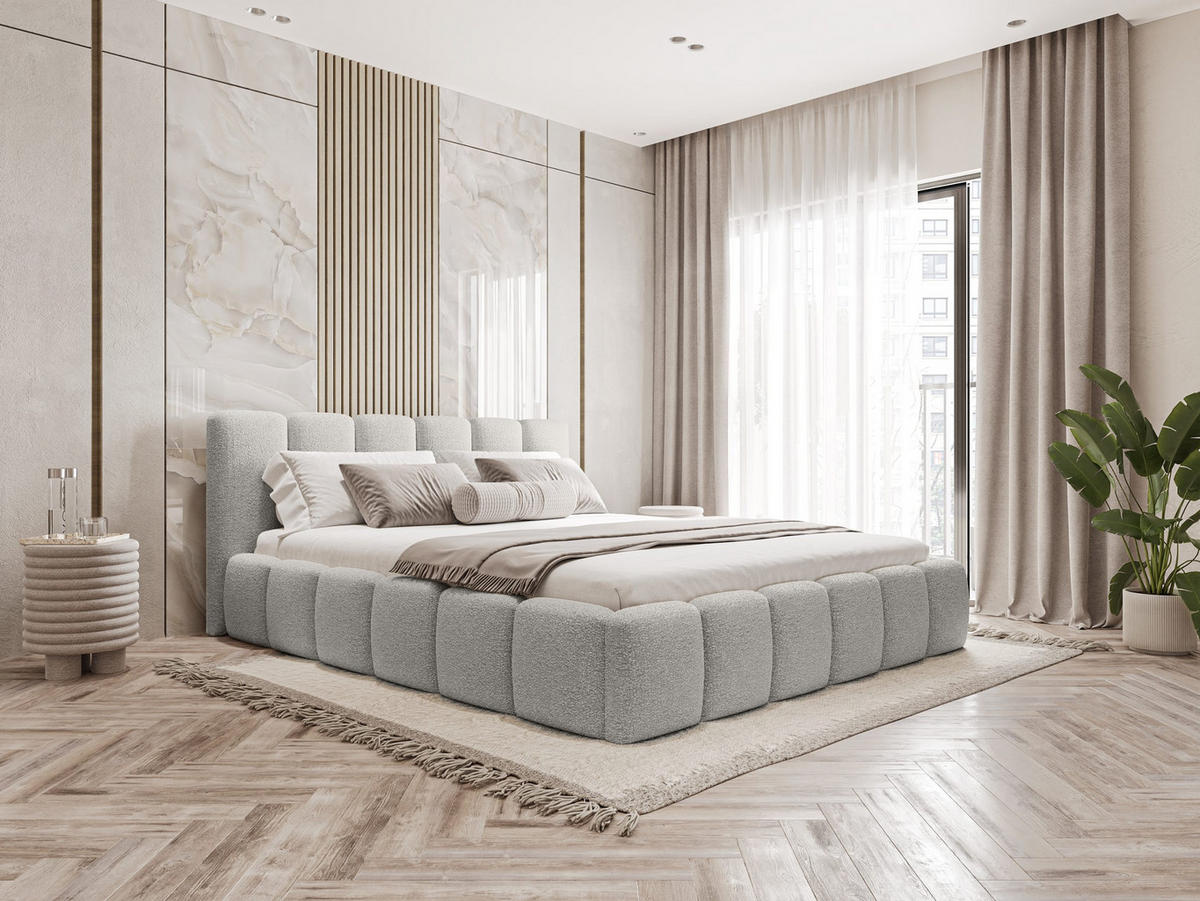 POLSTERBETT Lukhi 180x200 cm, Hellgrau - Grau, Textil (180/200cm) - Fedve