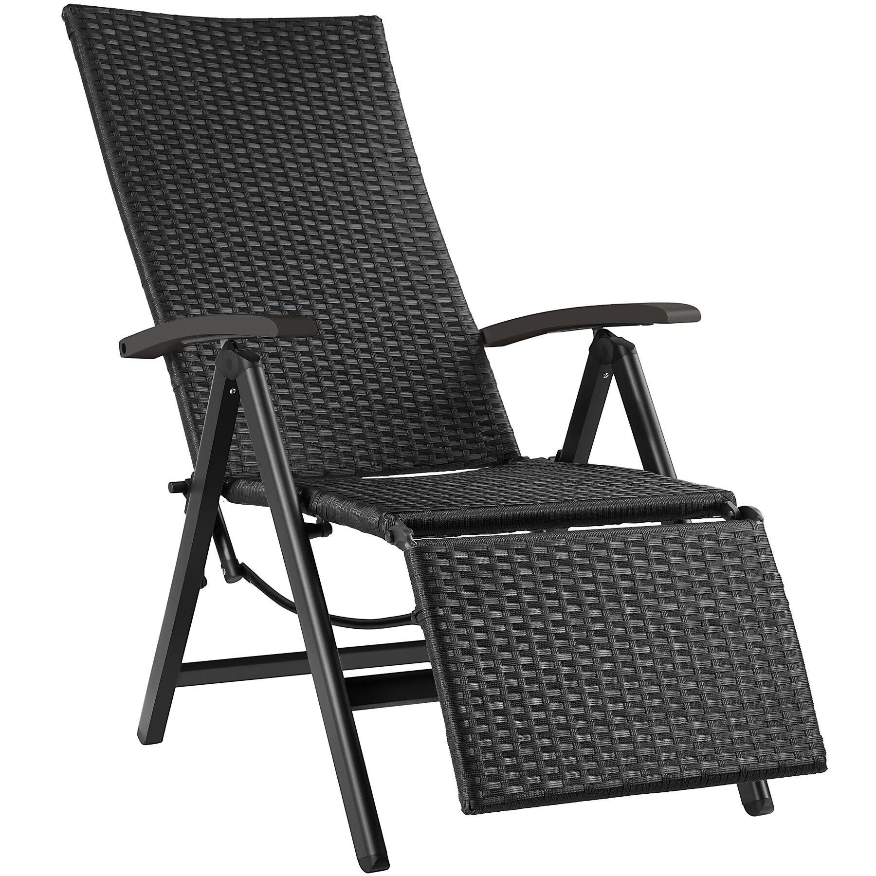 RATTANSTUHL Brisbane ,58 x 77 x 113 cm,schwarz - Schwarz, Kunststoff (58/113/77cm) - tectake