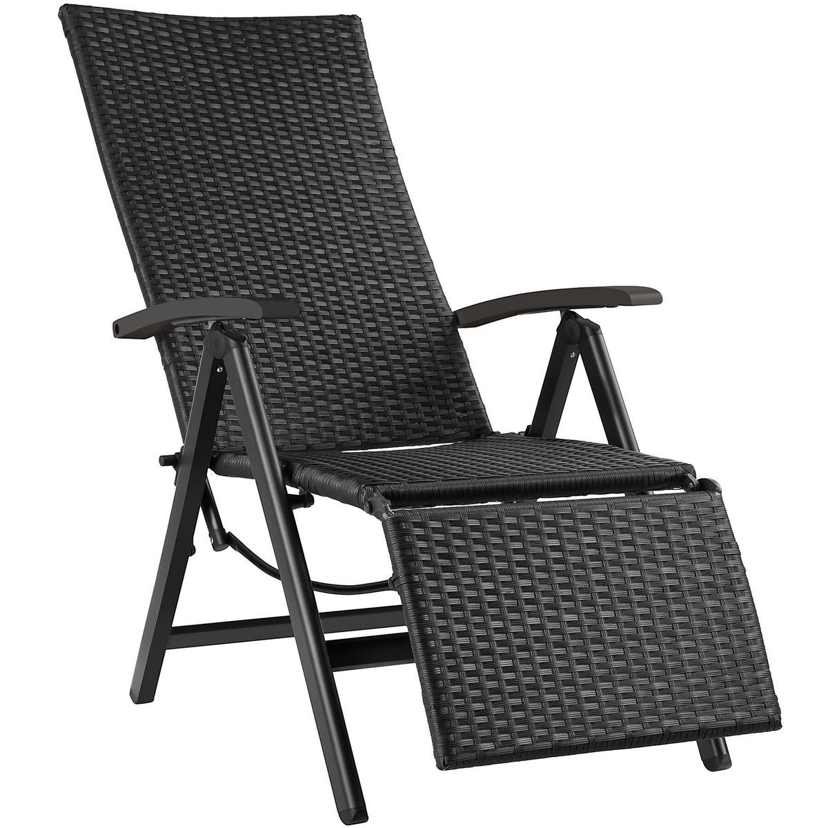 RATTANSTUHL Brisbane ,58 x 77 x 113 cm,schwarz - Schwarz, Kunststoff (58/113/77cm) - tectake