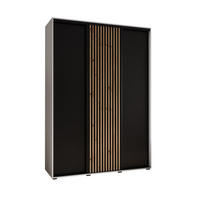 SCHWEBETÜRENSCHRANK 205,2/180/60 3-türig - Schwarz/Weiß, Holz/Metall (180/205.2/60cm) - Abiks Möbel