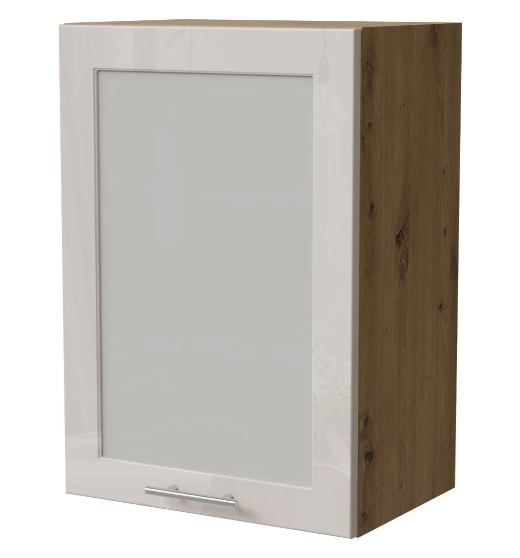 KÜCHENHÄNGESCHRANK Brerra W2S/50 Eiche Artisan / RAL 9001 creme Hochglanz 50 / 32,5 / 72cm - Creme/Eiche Artisan, Holz/Holzwerkstoff (50/72/32.5cm) - Feldmann-Wohnen