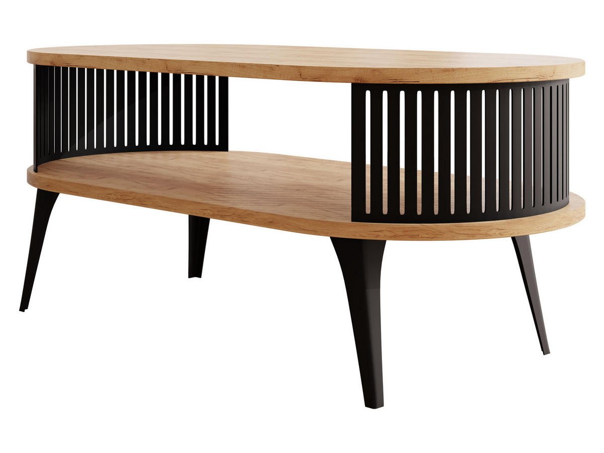COUCHSITCH Roenni Oval - Eichefarben/Schwarz, Holzwerkstoff/Metall (100/50/44cm) - MIRJAN24