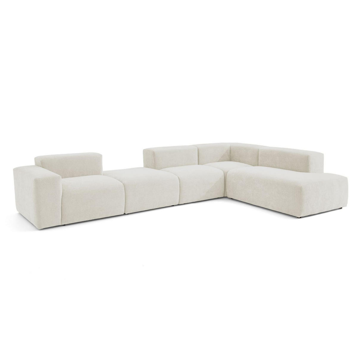 5-SITZER modulares Ecksofa HEAVEN SET 5 Rechts, Breite 380 cm Webstoff Weiß - Schwarz/Weiß, Holz/Kunststoff (245/380cm) - Muffo