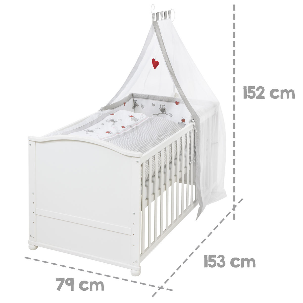 BABYBETT Adam & Eule 70 x 140 cm weiß - Weiß, Holzwerkstoff (70/140cm) - Roba