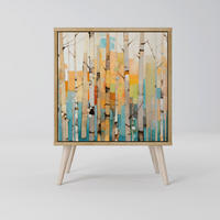 SIDEBOARD BIRCH KALEIDOSCOPE, Eichefarben, 57,5x42x77,5 cm, Schräge Buchenholzfüße - Eichefarben/Buchefarben, Holzwerkstoff/Buchenholz (57.5/77.5/42cm) - SpaceRebels