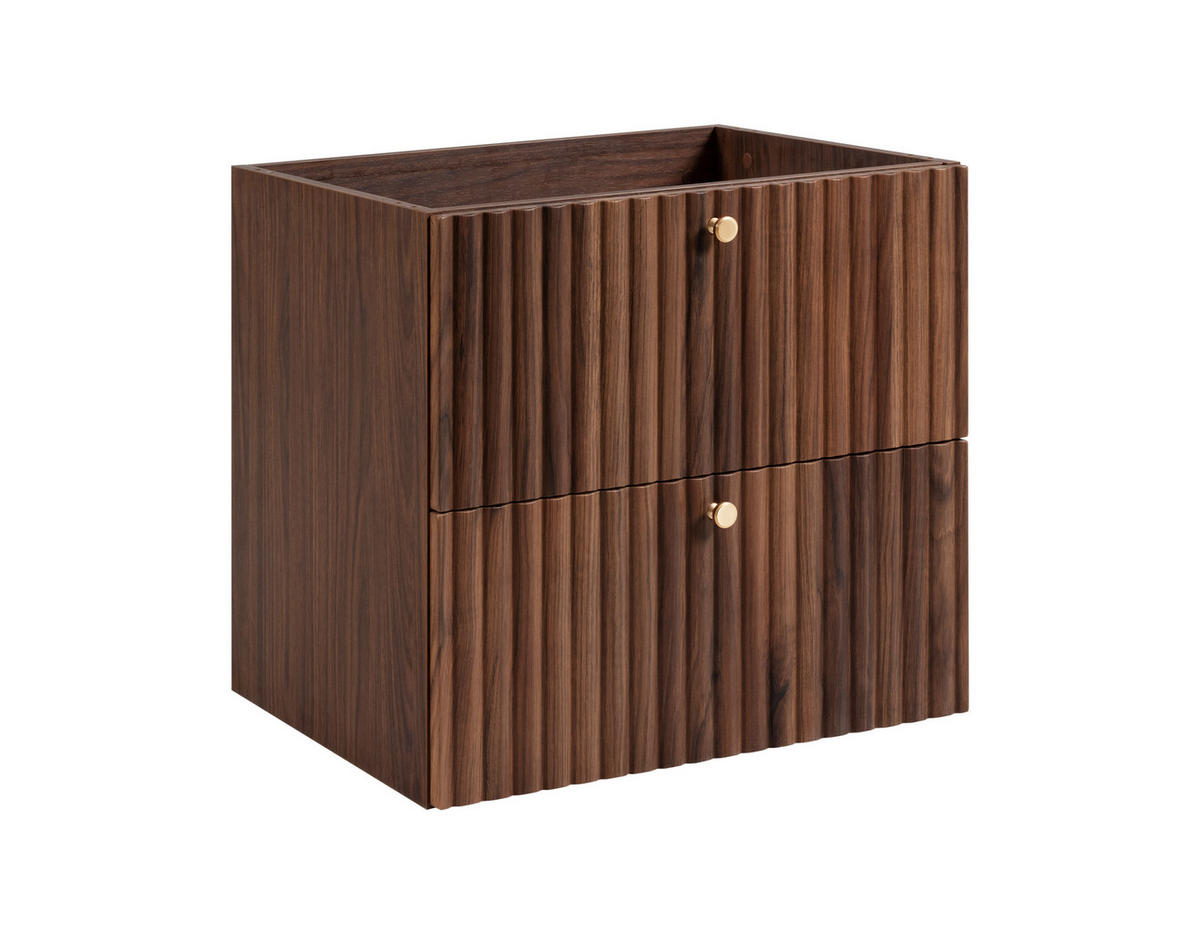 BADEZIMMERSCHRANK: Nusseiche / Platte Kaschmir / Griffe Gold / Beine Gold, 60 x 44,4 x 73,6 cm - Eichefarben/Goldfarben, Holzwerkstoff (60/73.6/44.4cm) - 3XE LIVING