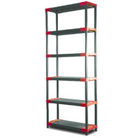 KUNSTSTOFFREGAL BIG GREY BEAR Extra-Tall 220x90x46cm Fachlast 160kg Grau-Rot - Rot, Kunststoff (90/222/46cm) - PROREGAL